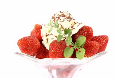 Strawberries with whipped cream clipart