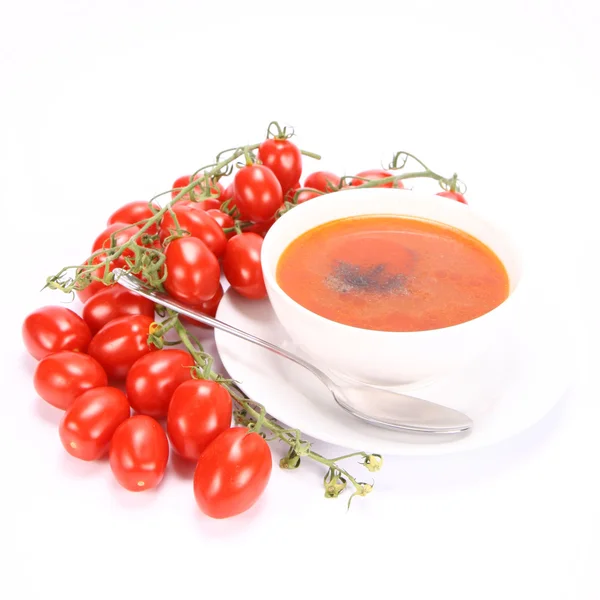 Sopa de tomate decorada con pimienta — Foto de Stock