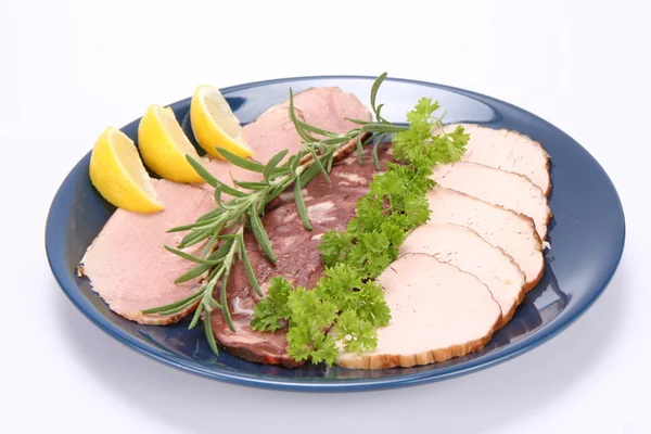 Plate of assorted cold cuts — Stock Photo, Image