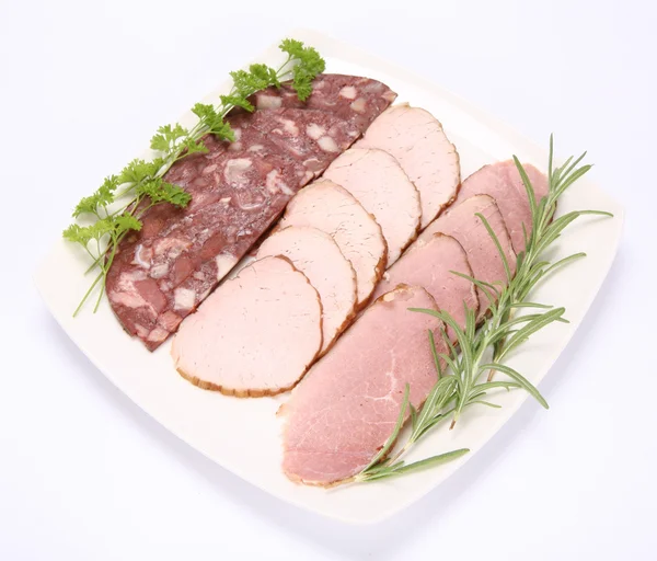 Plate of cold cuts — Stock Photo, Image