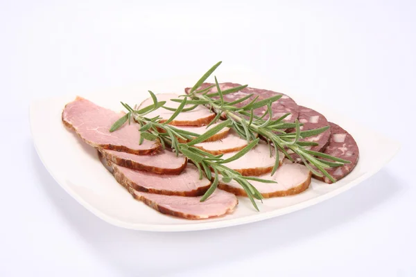 Plate of assorted cold cuts — Stock Photo, Image