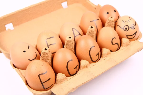 Huevos con inscripción COMER HUEVOS — Foto de Stock