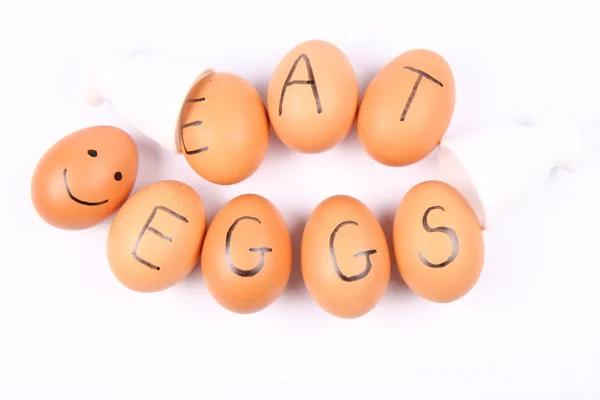 Eggs saying EAT EGGS — Stock Photo, Image