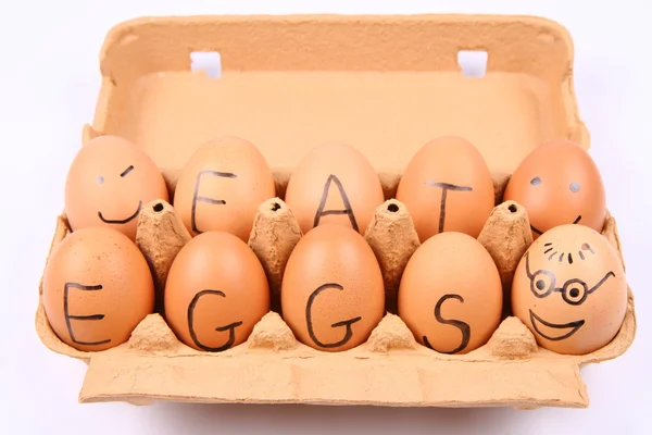 Eggs saying EAT EGGS — Stock Photo, Image