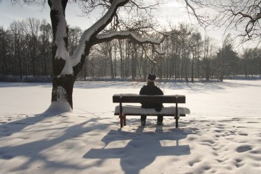 Man on the bench clipart