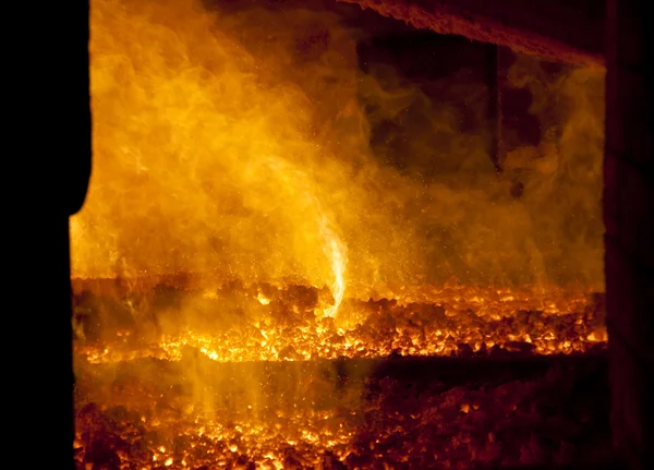 Fire in big furnace — Stock Photo, Image