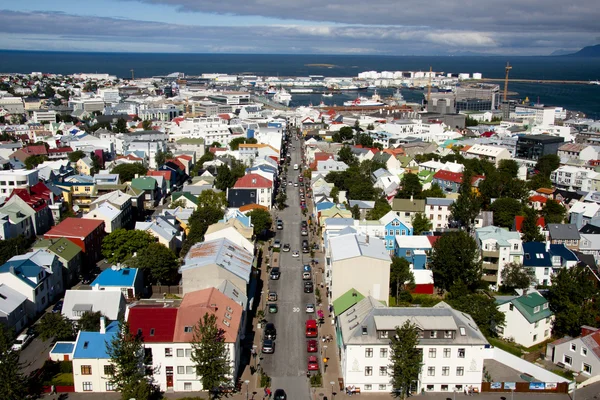 从 hallgrimskirkja 教堂-冰岛的鸟瞰图 — 图库照片