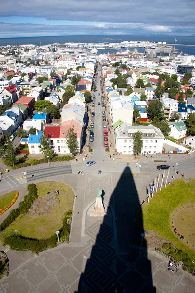 Vista aérea desde la iglesia Hallgrimskirkja - Islandia . — Foto de Stock