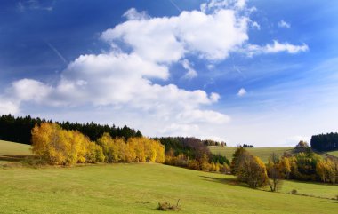 Autumny scenery with clouds clipart