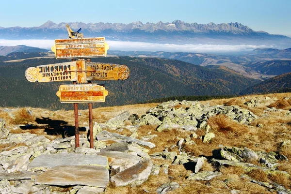 Guidepost in Tatra national park — Stock Photo, Image