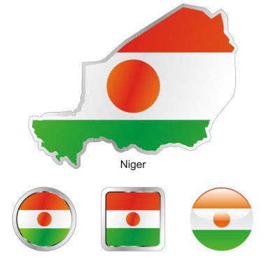 Niger in map and web buttons shapes clipart