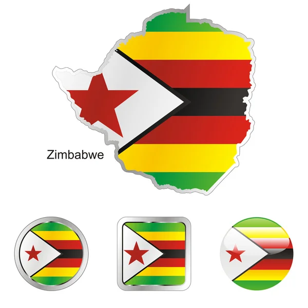 Zimbabwe in map and internet buttons sha — Stock Vector