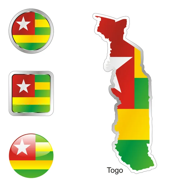 Togo in map and web buttons shapes — Stock Vector