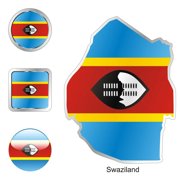 Swaziland in map and web buttons shapes — Stock Vector