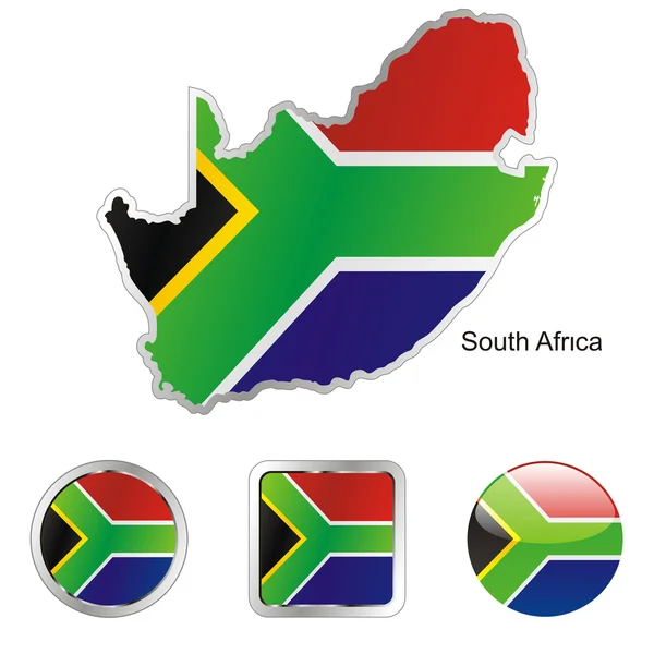Afrique du Sud dans la carte et boutons web shap — Image vectorielle