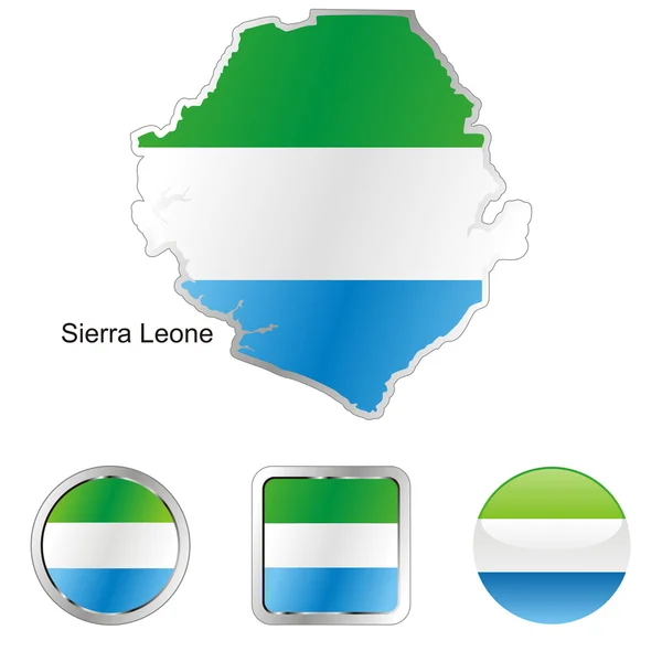 塞拉利昂的地图和 web 按钮 — 图库矢量图片