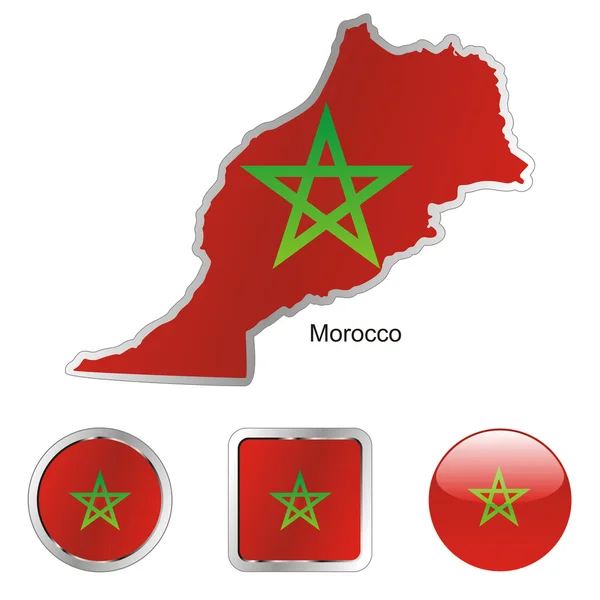 Morocco in map and web buttons shapes — Stock Vector