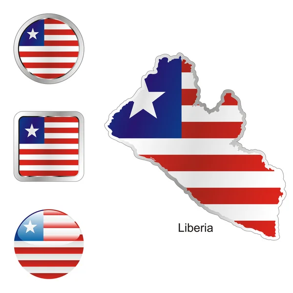 Liberia i karta och web knappar former — Stock vektor