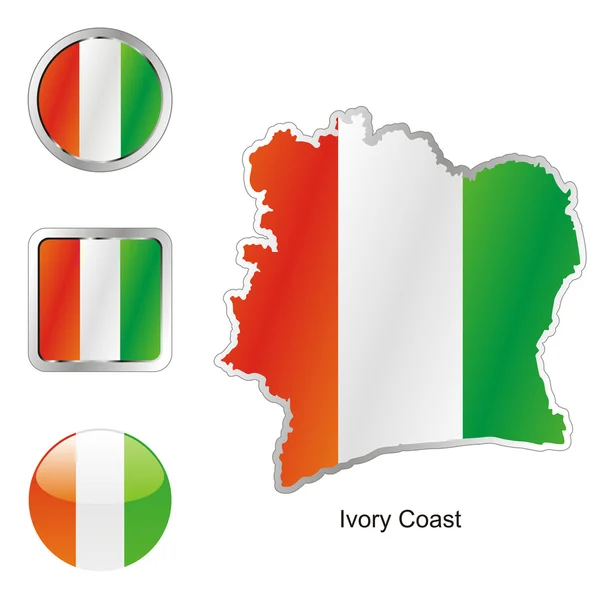 Costa de Marfil en el mapa y botones web — Vector de stock