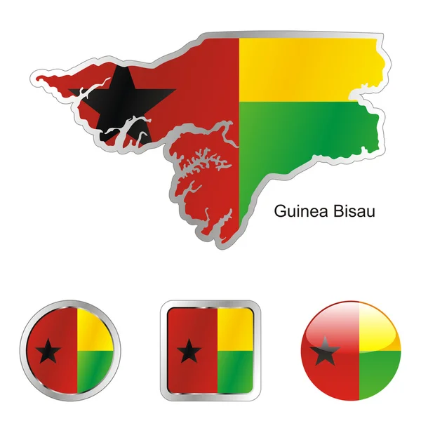 Guinee-bissau in kaart en web knoppen — Stockvector