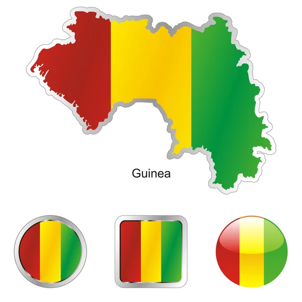Γουινέα στις μορφές κουμπιά χάρτη και web — Διανυσματικό Αρχείο