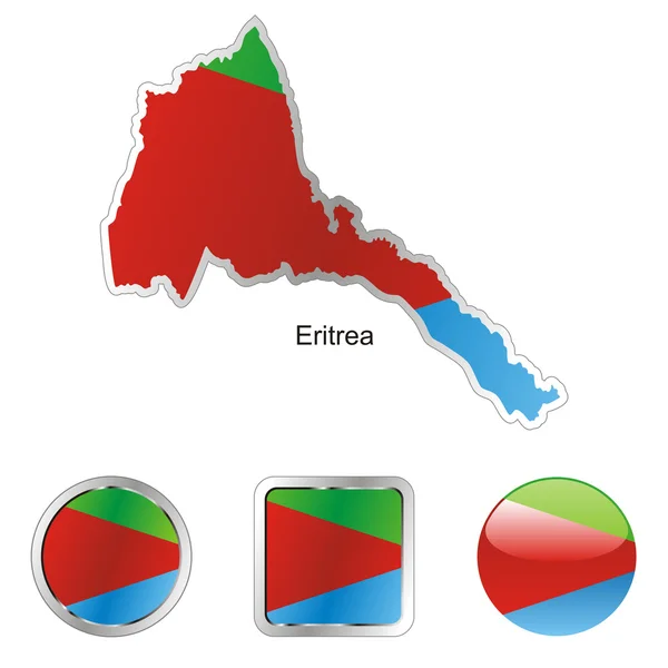Eritrea en el mapa y botones de Internet — Archivo Imágenes Vectoriales
