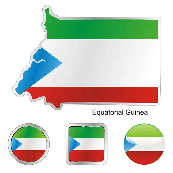 Equatorial guinea in map and buttons — Stock Vector
