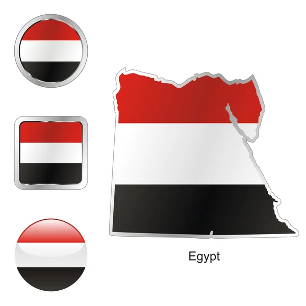 Egypt in map and internet buttons shape — Stock Vector