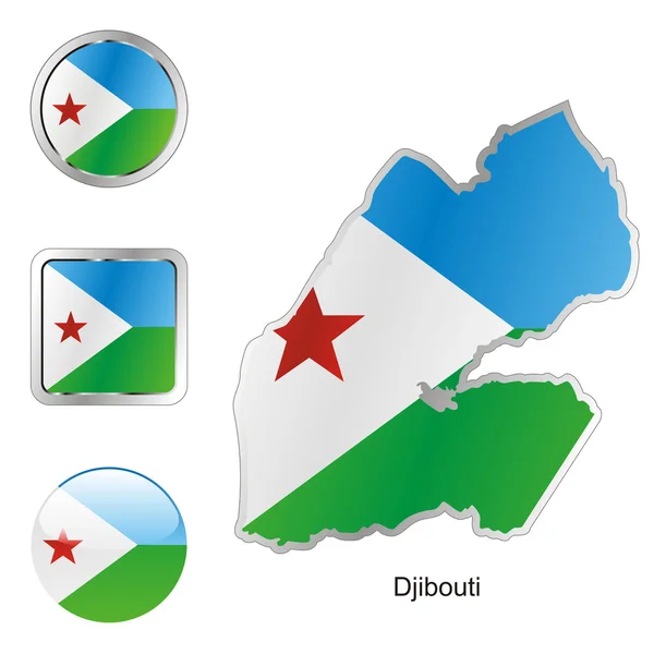 Djibouti en el mapa y botones de internet sha — Archivo Imágenes Vectoriales