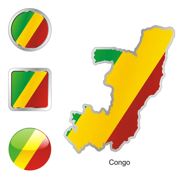 マップおよびインターネットのボタン図形でコンゴ — ストックベクタ