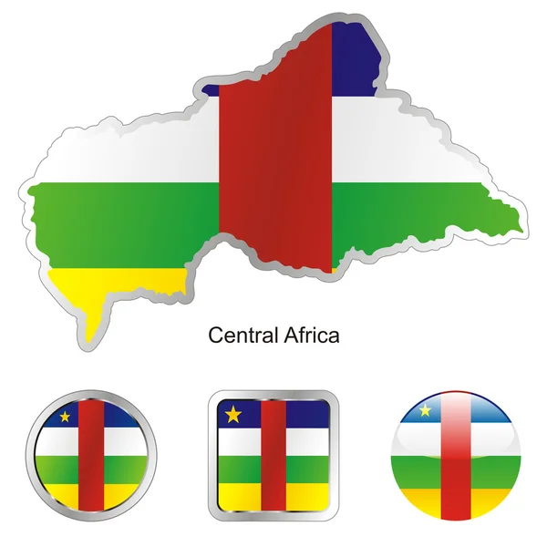 Центральної Африки в кнопки і мапі — стоковий вектор