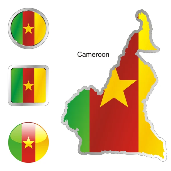 Kameroen in kaart en internet knoppen — Stockvector