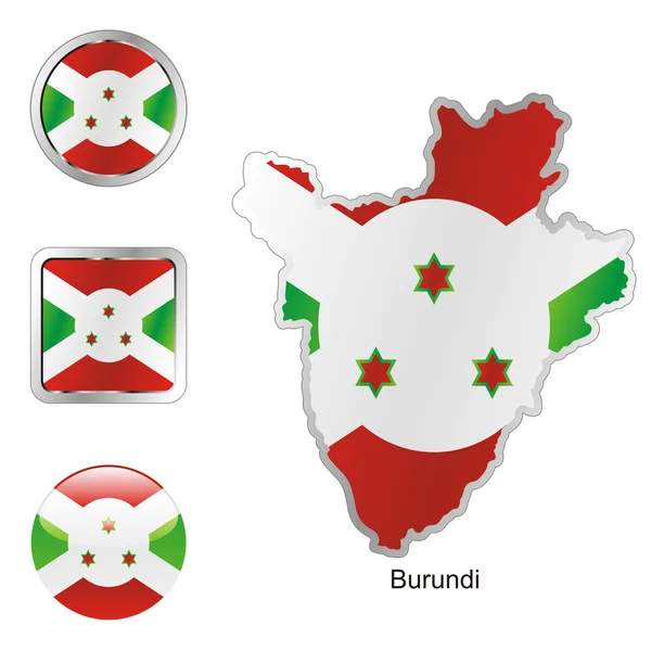 Burundi in kaart en internet knoppen — Stockvector