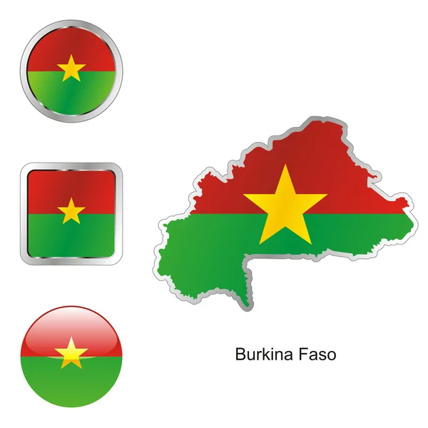 Буркина-фасо на карте и в Интернете кнопки — стоковый вектор