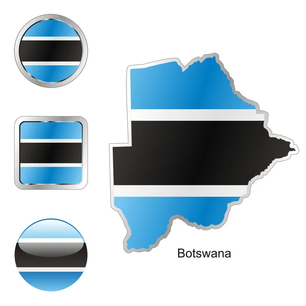 Botswana en el mapa y botones de internet sha — Vector de stock