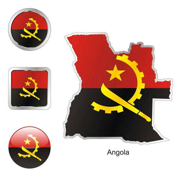 Angola in kaart en internet knoppen — Stockvector