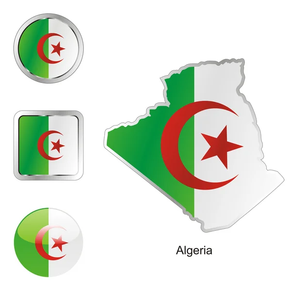 Algeria in map and internet buttons — Stock Vector