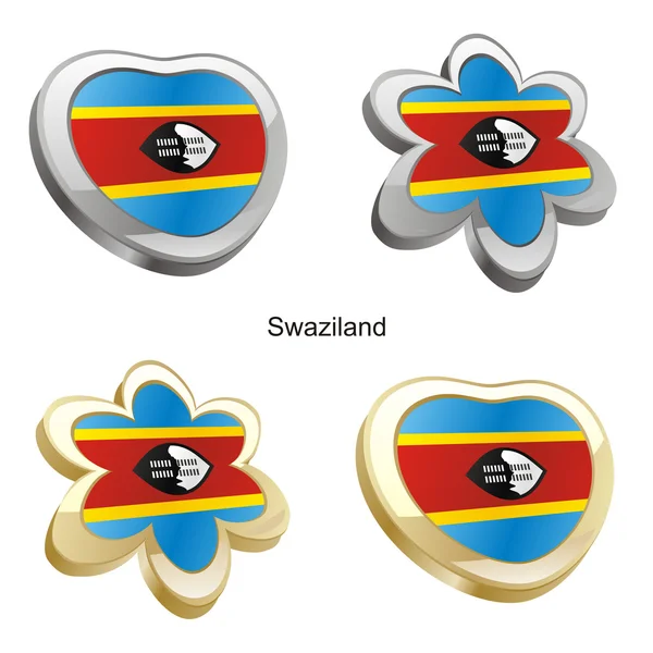 Bandera de Suazilandia en forma de corazón y flor — Vector de stock