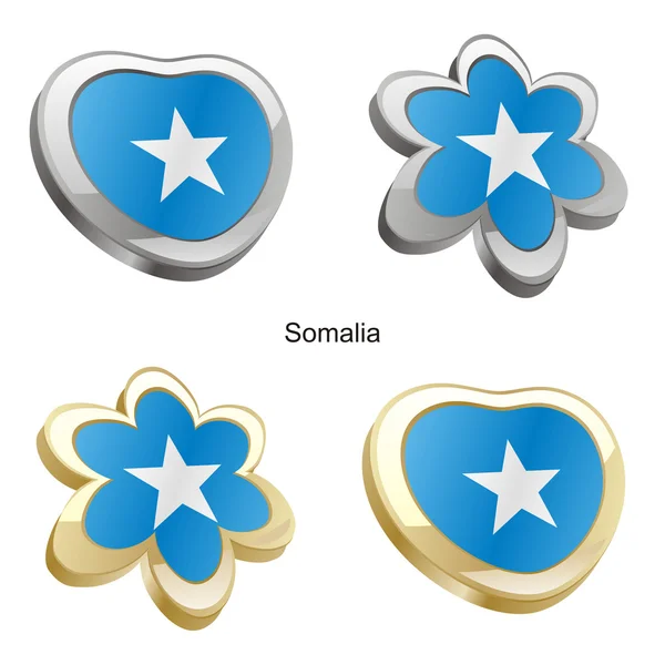 索马里国旗在心脏和花的形状 — 图库矢量图片