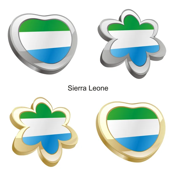 Bandera de Sierra Leona en corazón y flor — Archivo Imágenes Vectoriales