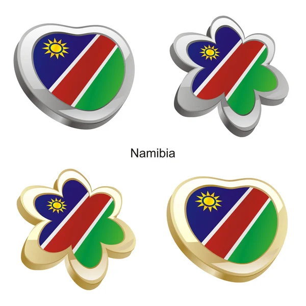 Namibia flag in heart and flower shape — Stock Vector