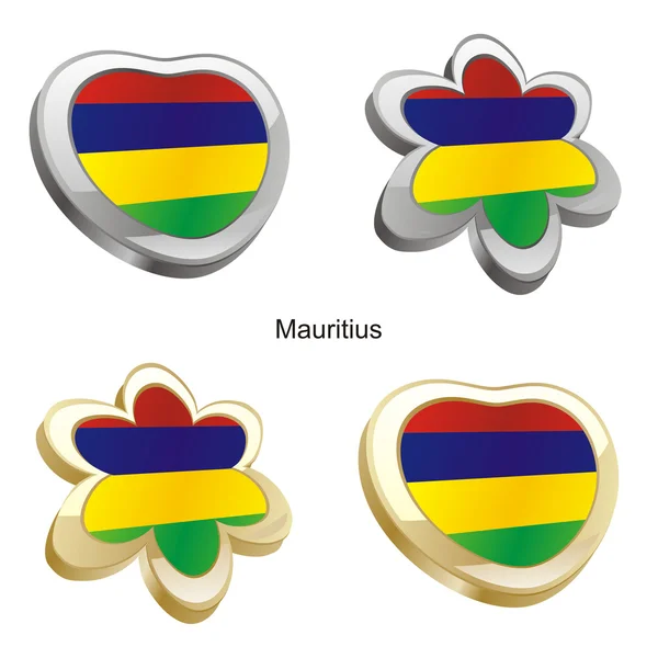 Mauritius flag in heart and flower shape — Stock Vector