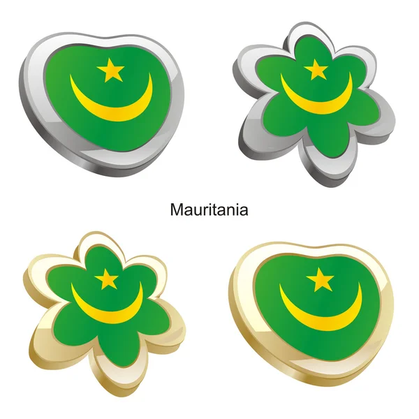 Bandeira da Mauritânia em coração e flor —  Vetores de Stock