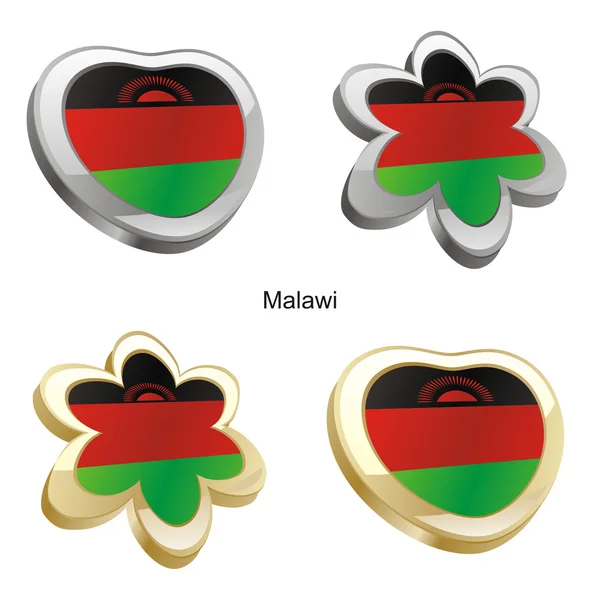 心と花の形でマラウイの国旗 — ストックベクタ