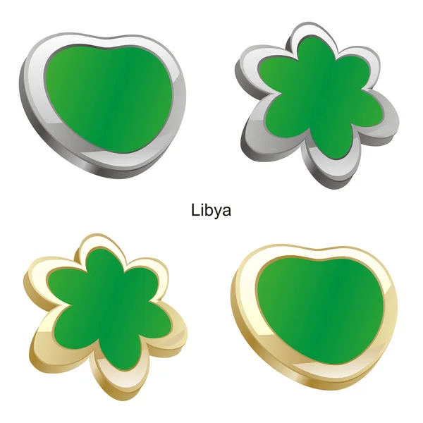 Bandeira da Líbia em forma de coração e flor —  Vetores de Stock