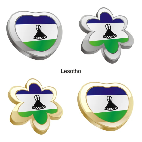 Lesotho flag in heart and flower shape — Stock Vector