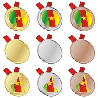 Kamerun vektör bayrağına madalya şekilleri