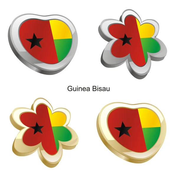 心と花でギニア ギニアビサウの国旗 — ストックベクタ