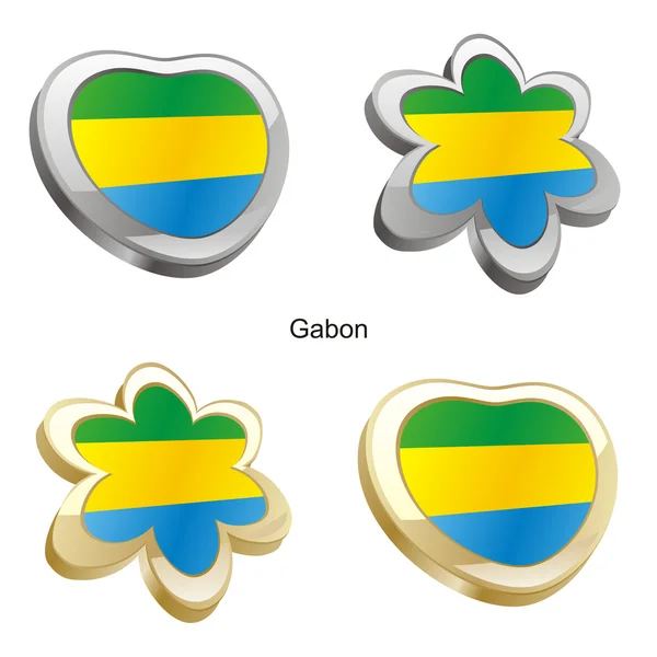Gabonfahne in Herz- und Blumenform — Stockvektor