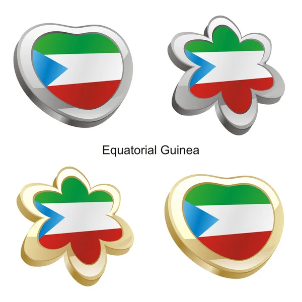 Guiné Equatorial bandeira coração e flor —  Vetores de Stock